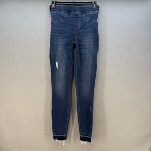 Spanx Jeans Women's XS-TP Blue Skinny High Rise Fit Distressing Preppy Normcore